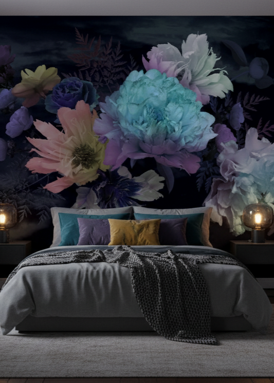 Ethereal Dark Floral Wall Mural