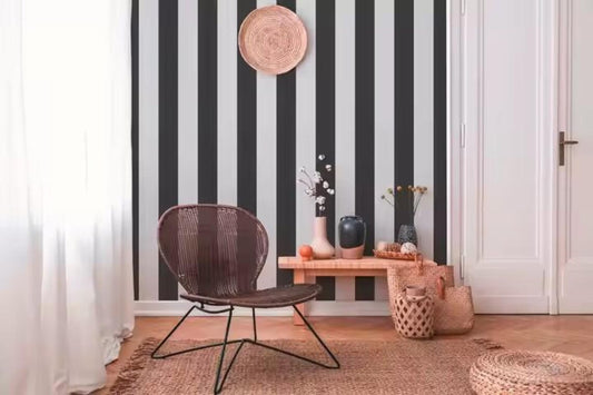 Bold Black and White Striped Wallpaper