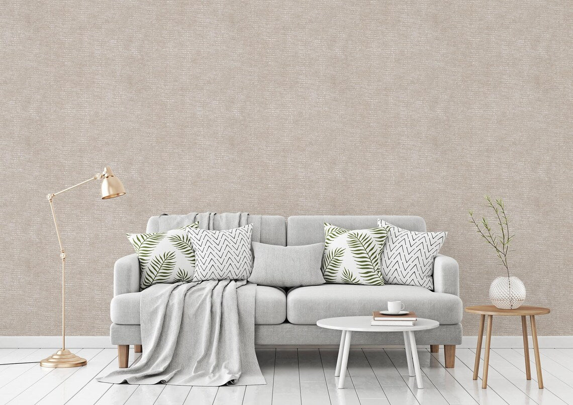 Light Beige Crackle Texture Wallpaper, Fissured Distressed Stucco