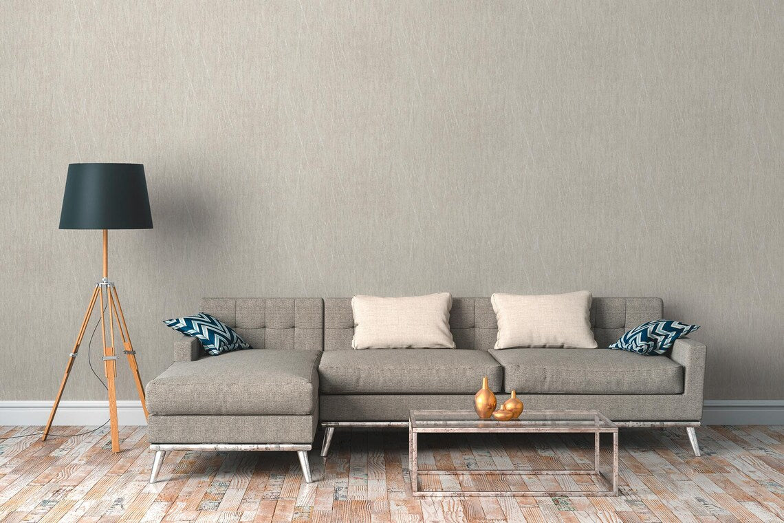 Light Beige Abstract Scratch Wallpaper, Subtle Silver Metallic Line