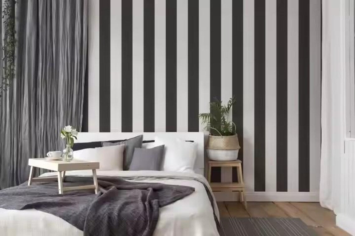Bold Black and White Striped Wallpaper