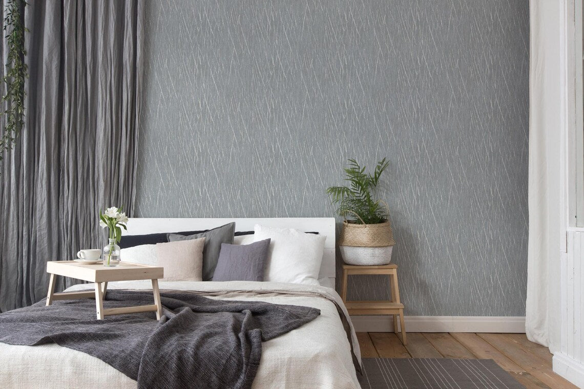 Slate Grey Abstract Scratch Wallpaper, Silver Metallic Line Textured