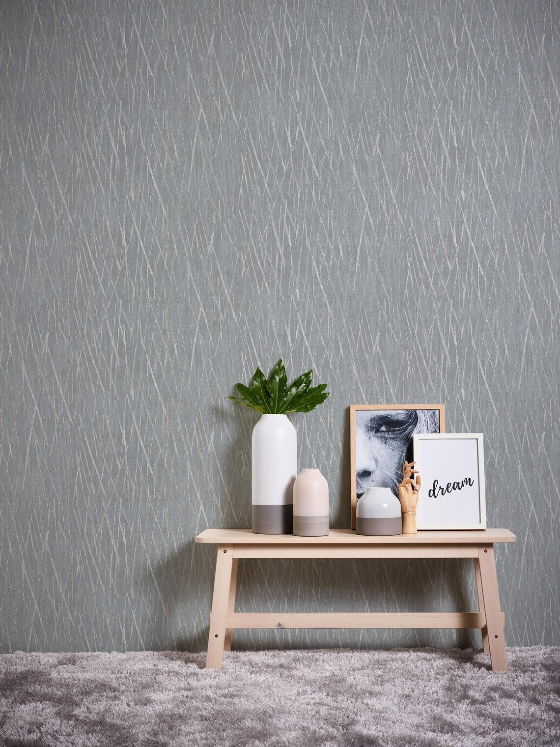 Slate Grey Abstract Scratch Wallpaper, Silver Metallic Line Textured