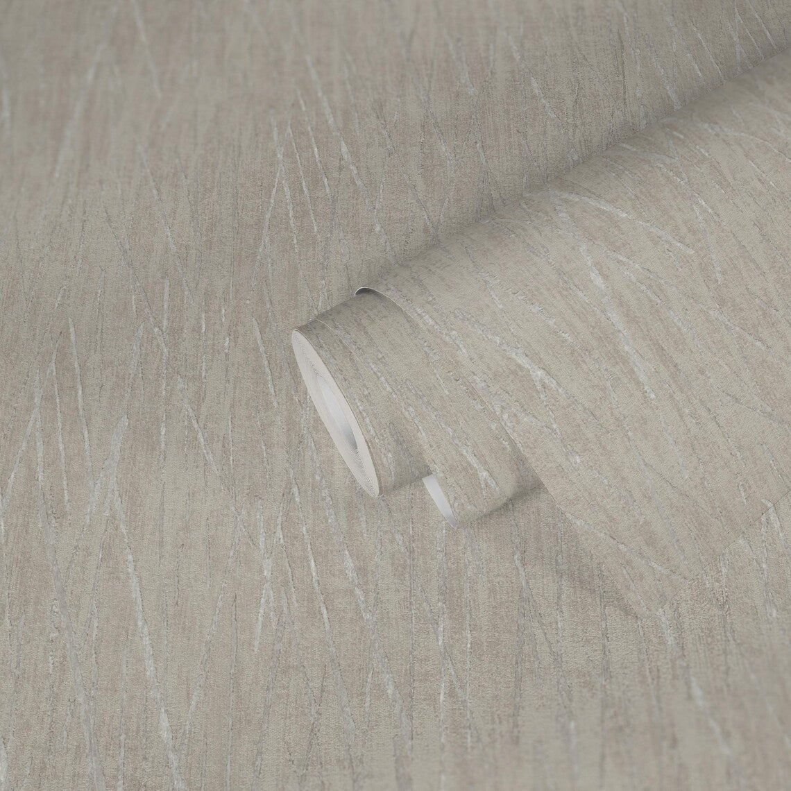 Light Beige Abstract Scratch Wallpaper, Subtle Silver Metallic Line