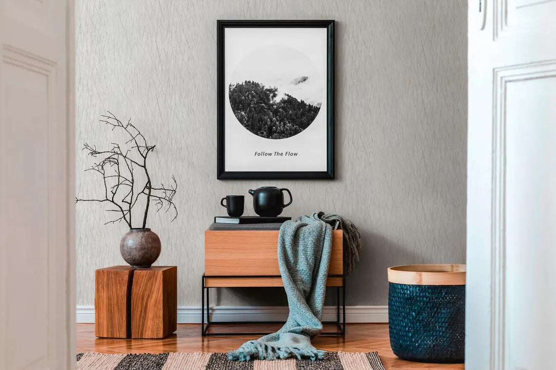 Off-White Abstract Scratch Wallpaper, Subtle Pale Grey Line Textured