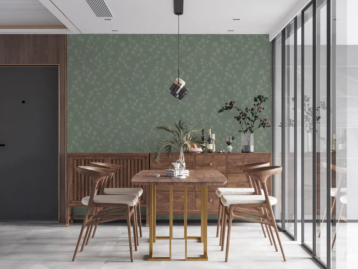 Sage Green Floral Trail Wallpaper
