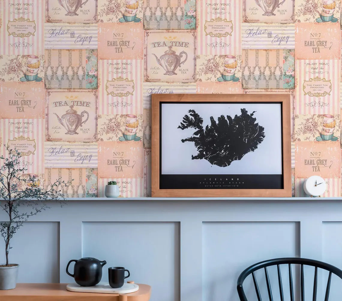 Warm Pastel Vintage Tea Party Collage Wallpaper