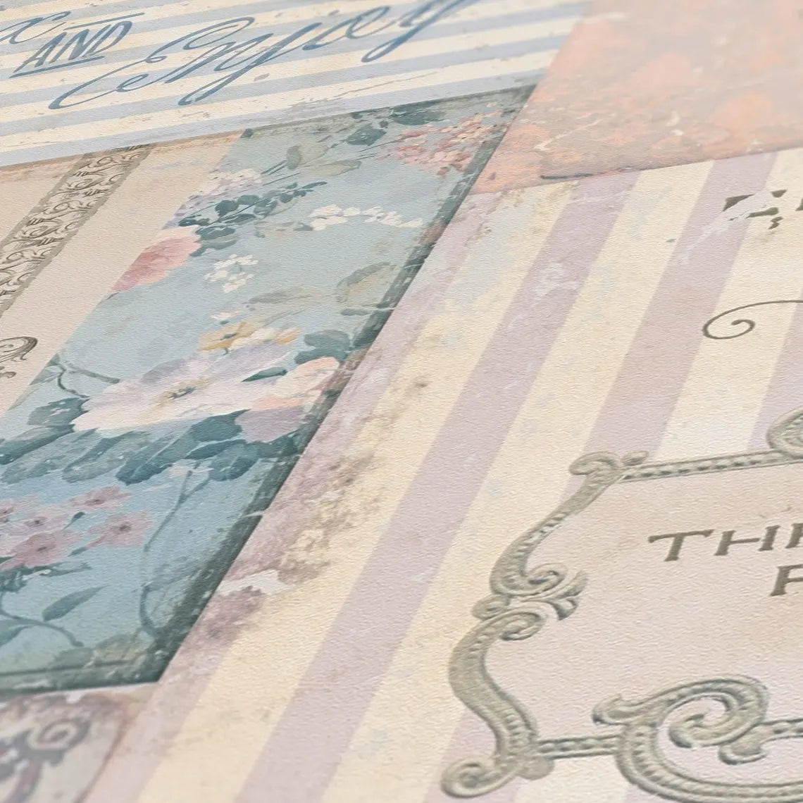 Pastel Vintage Tea Party Collage Wallpaper