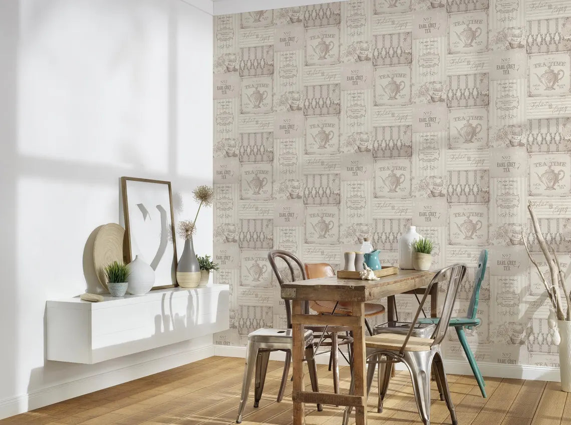 Vintage Tea Party Collage Wallpaper