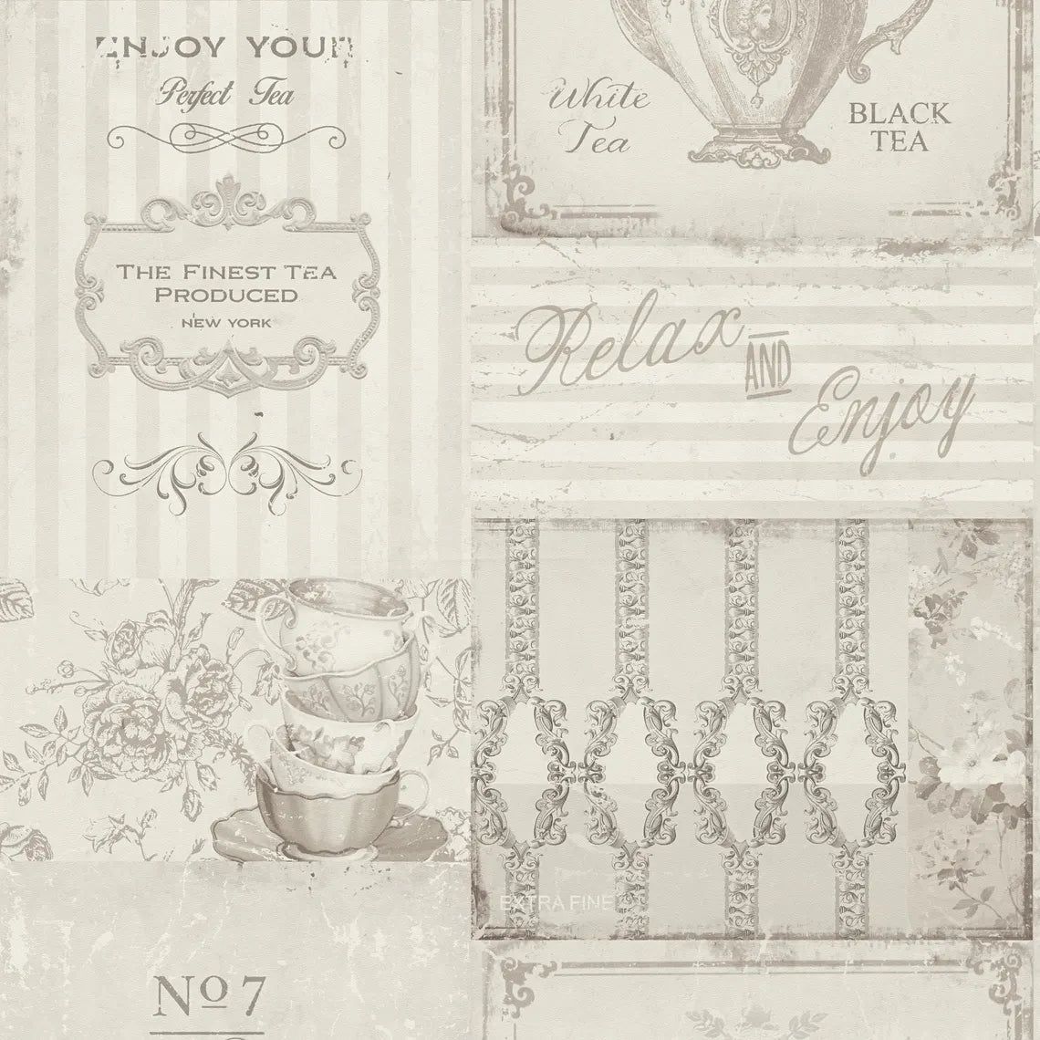 Vintage Tea Party Collage Wallpaper
