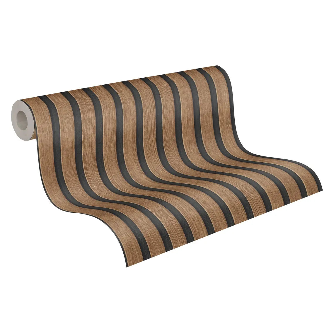 Brown & Black Wood Slat Effect Wallpaper, Modern Vertical Stripe