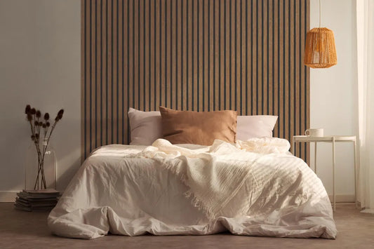 Brown & Black Wood Slat Effect Wallpaper, Modern Vertical Stripe