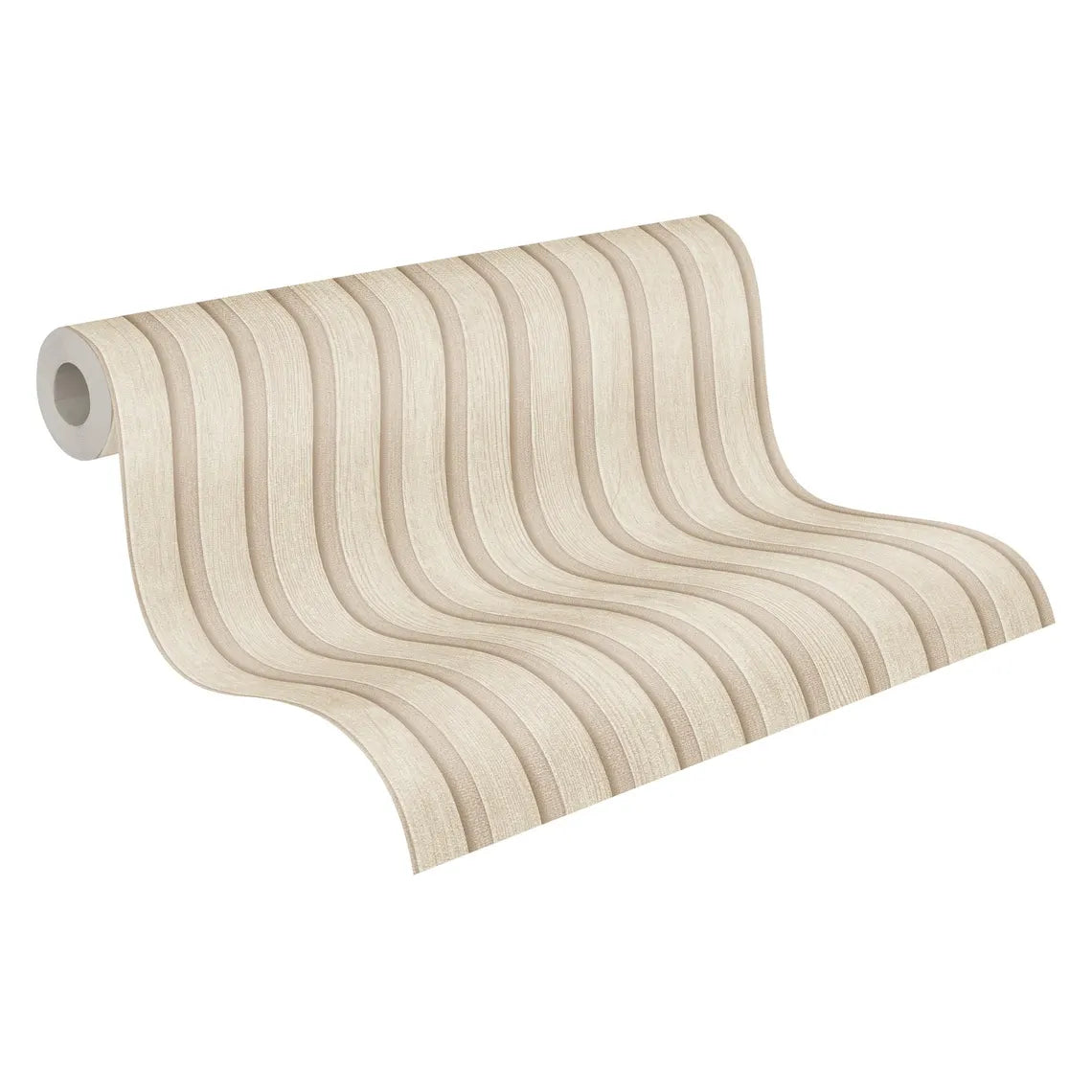 Natural Beige Wood Slat Effect Wallpaper, Embossed Light Stripe