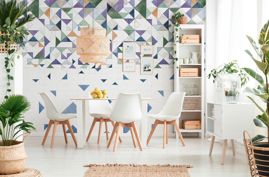 Patchwork Ombre, Geometric Triangle Fade Mural