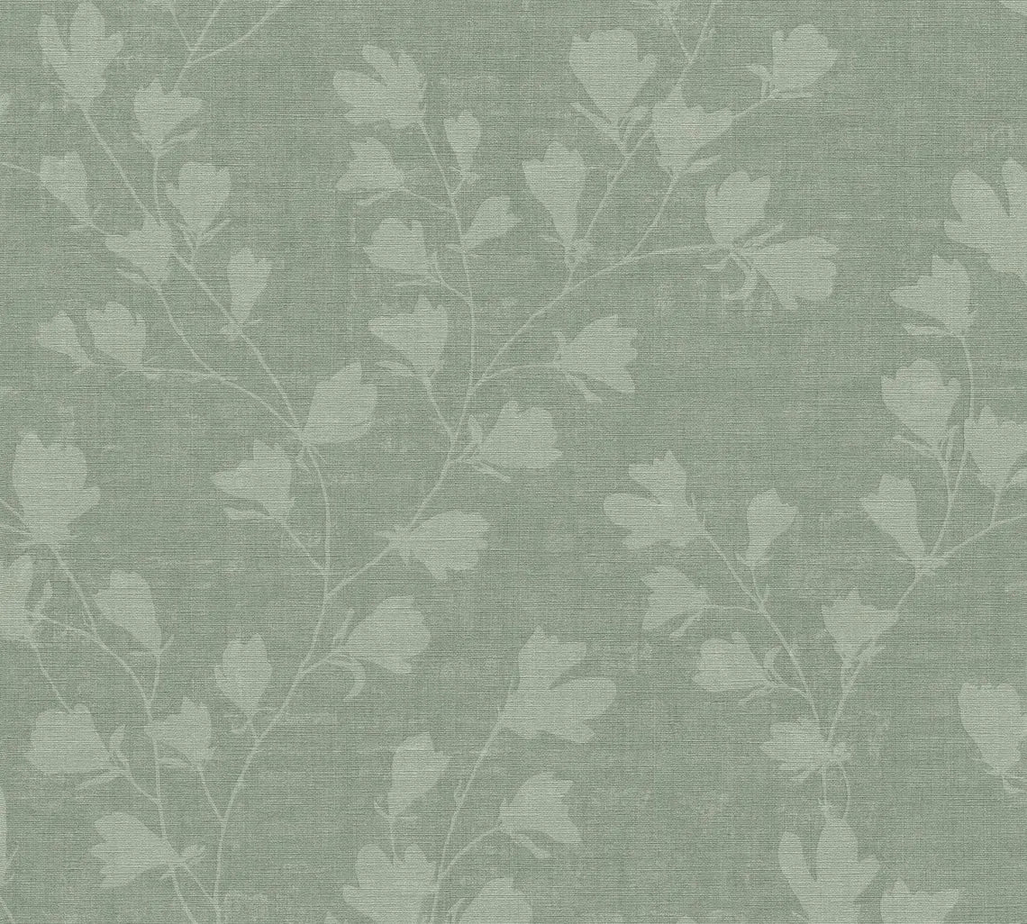 Sage Green Floral Trail Wallpaper