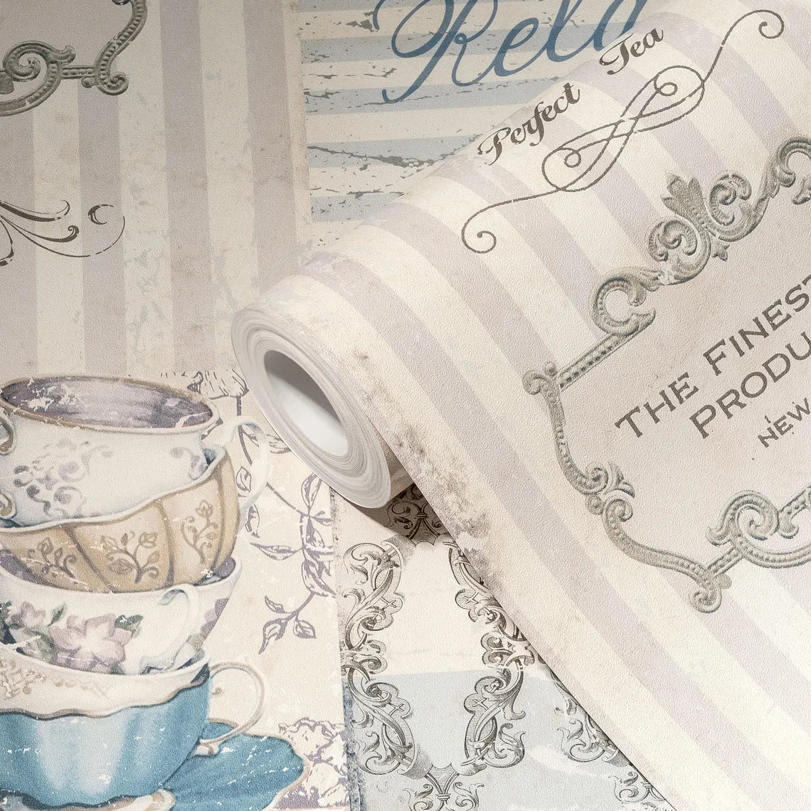Pastel Vintage Tea Party Collage Wallpaper