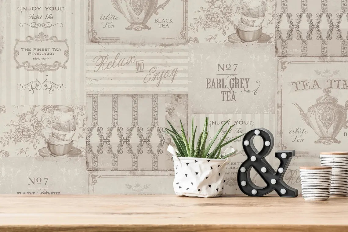 Vintage Tea Party Collage Wallpaper