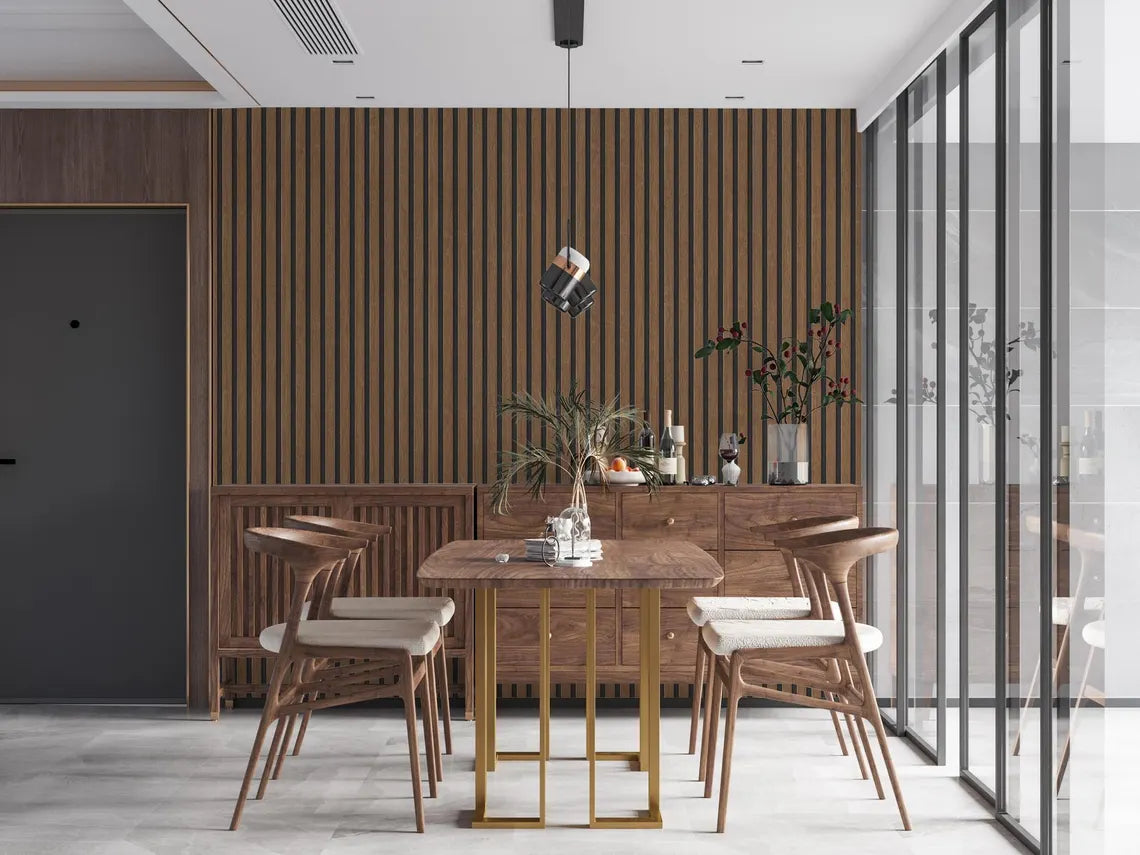 Brown & Black Wood Slat Effect Wallpaper, Modern Vertical Stripe