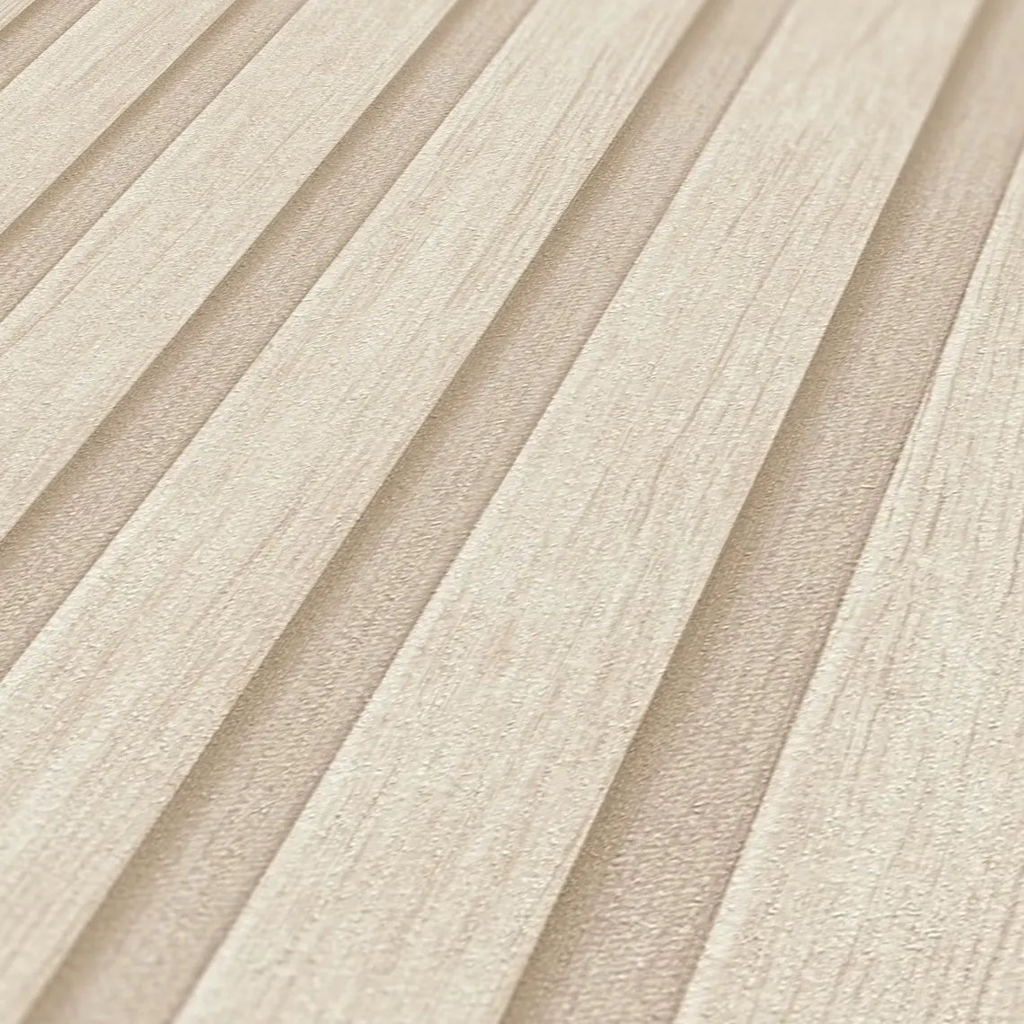 Natural Beige Wood Slat Effect Wallpaper, Embossed Light Stripe