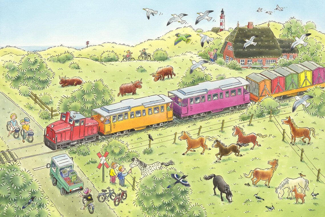 Whimsical Train & Animals Countryside Mural