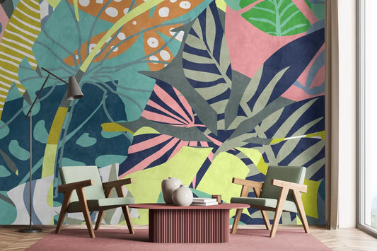 Tropical Leaf and Foliage Mural Art