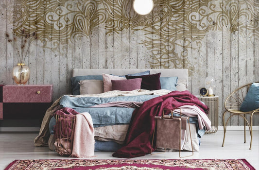 Urban Garden Gold Leaf Concrete Wall Mural