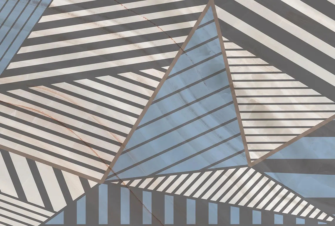 Abstract Geometric Wall Mural, Modern Striped Triangles