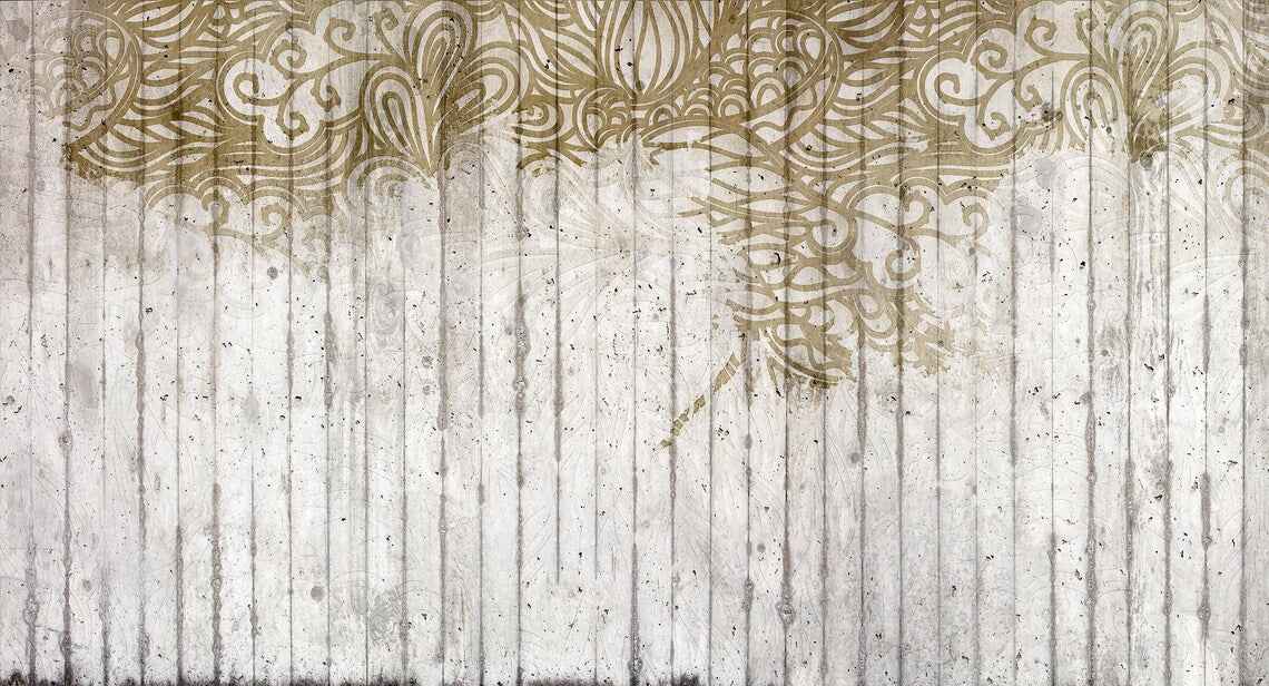 Urban Garden Gold Leaf Concrete Wall Mural