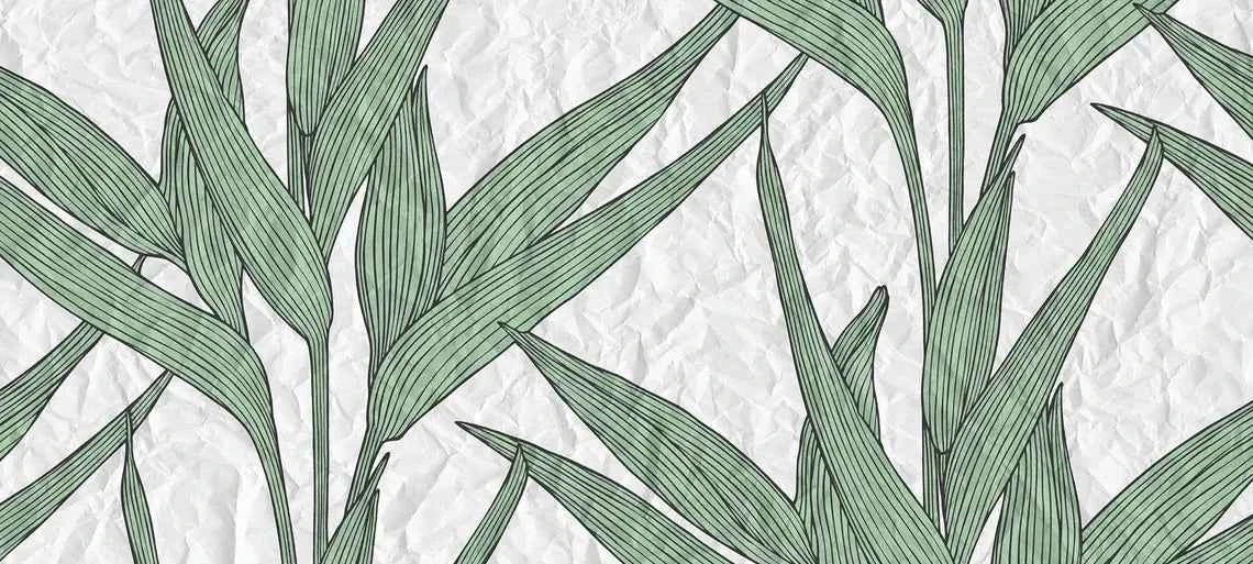 Botanical Leaf – Green & White Crushed Paper Texture