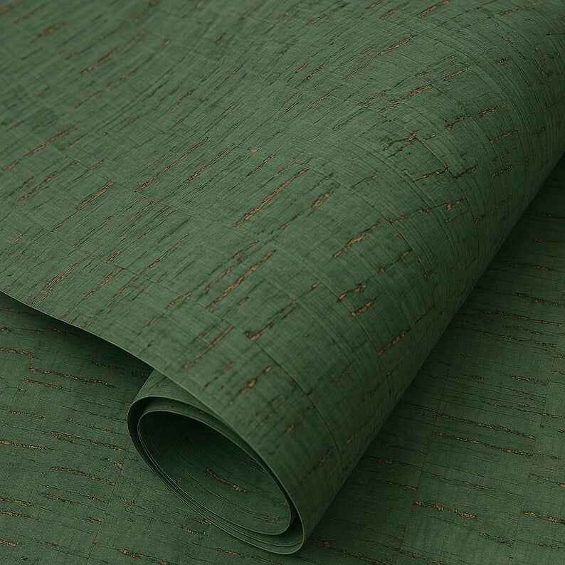 Moss Green Cork Wallpaper with Delicate Texture