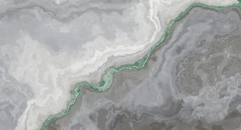Green Marble Vein Mural, Abstract Onyx Stone, Modern Wall Art