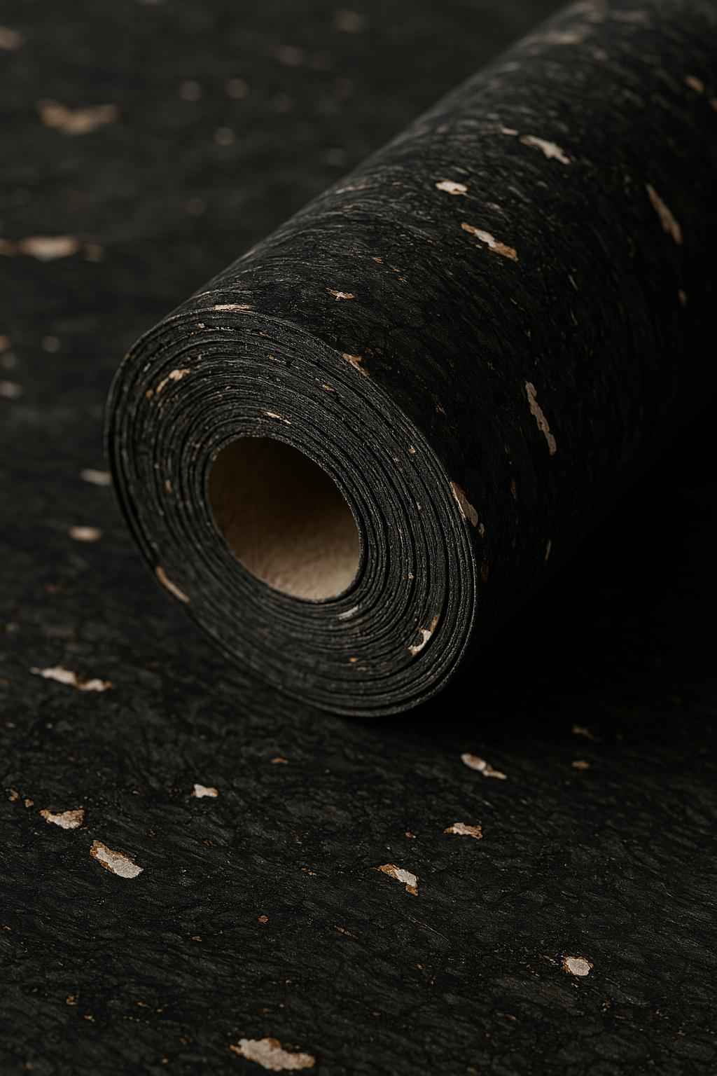 Black Stone Effect Cork Wallpaper - Modern Urban Design Wall Decor