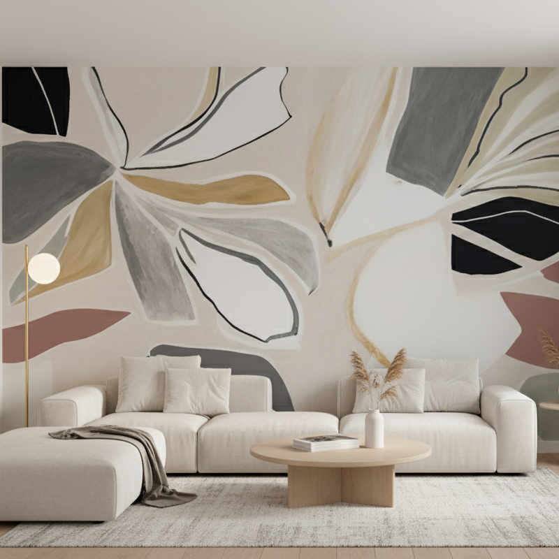 Abstract Bloom, Organic Shapes in Earth Tones