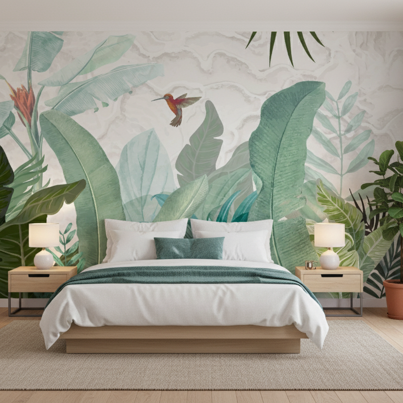 Tropical Hummingbird Mural for Bedroom or Nursery - Dewaar