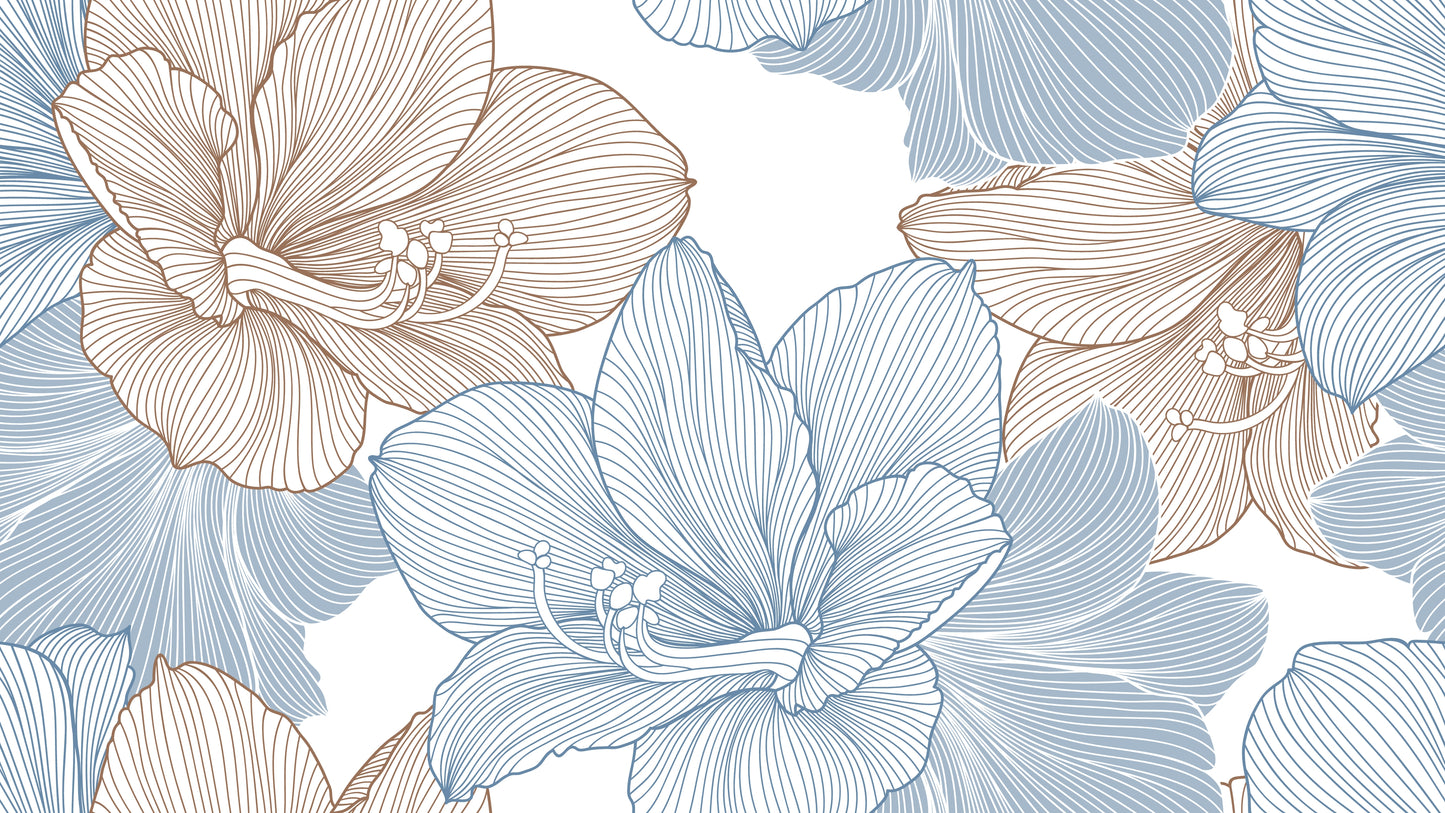Serene Line Art Floral Wall Mural