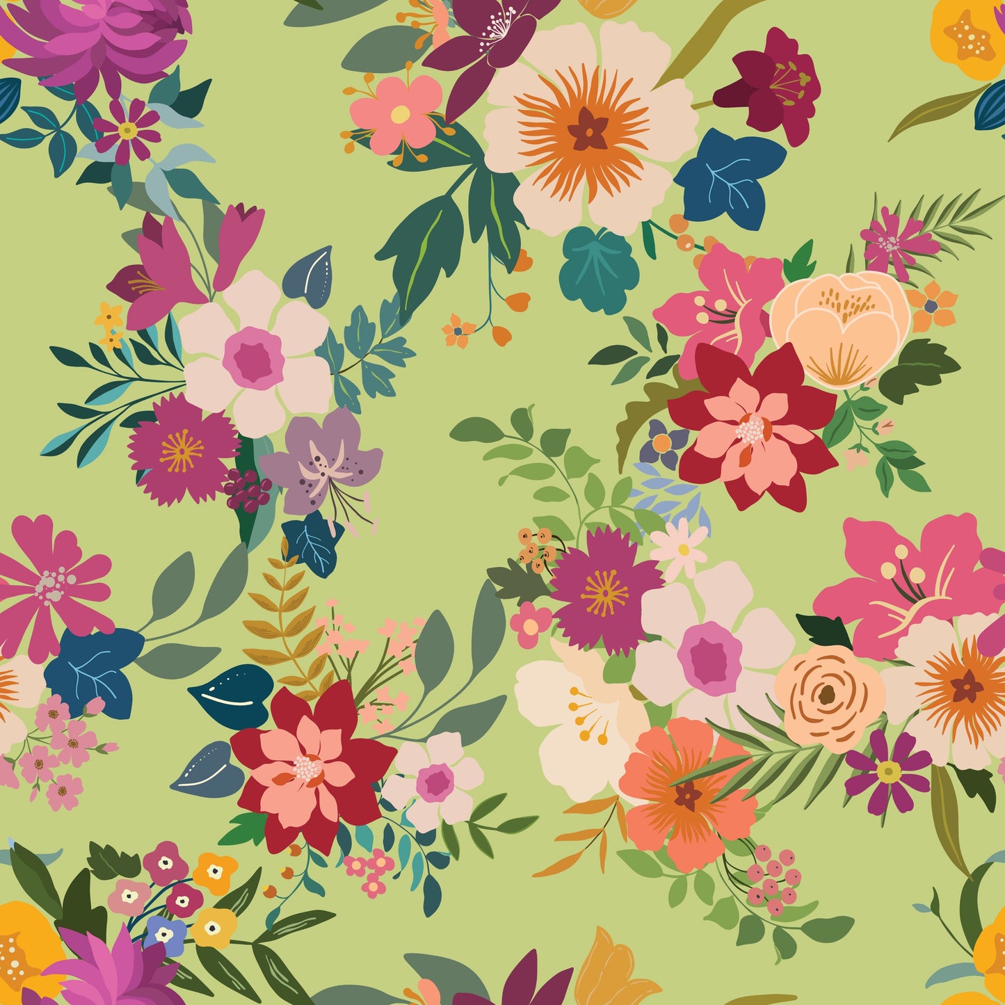 Pistachio Folk Flora Mural