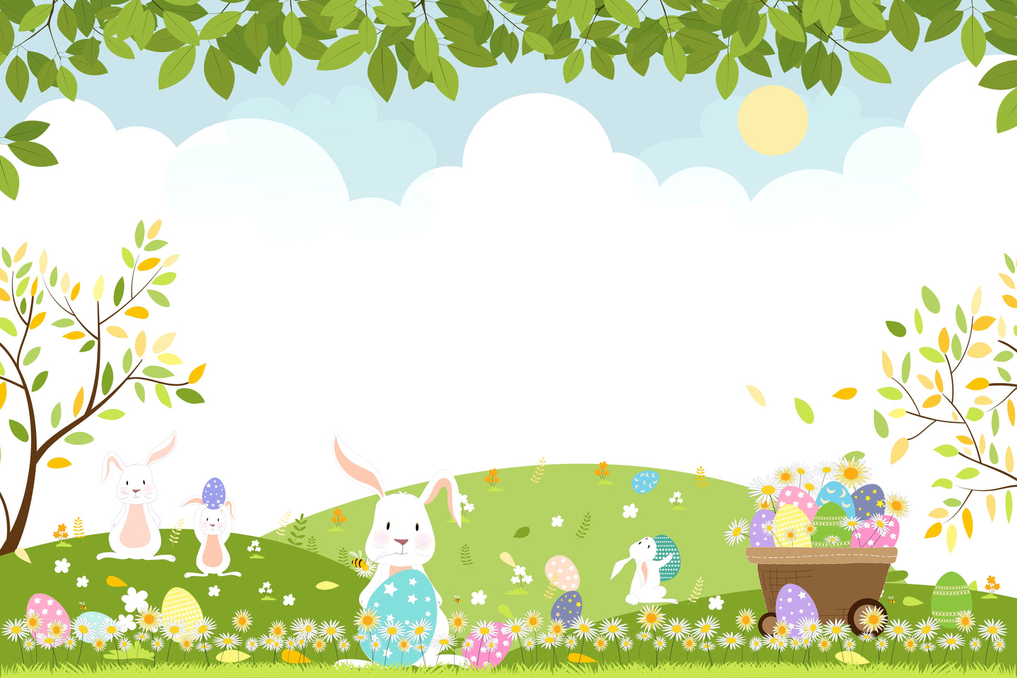 Whimsical Spring Meadow & Easter Bunny Nursery Wall Mural