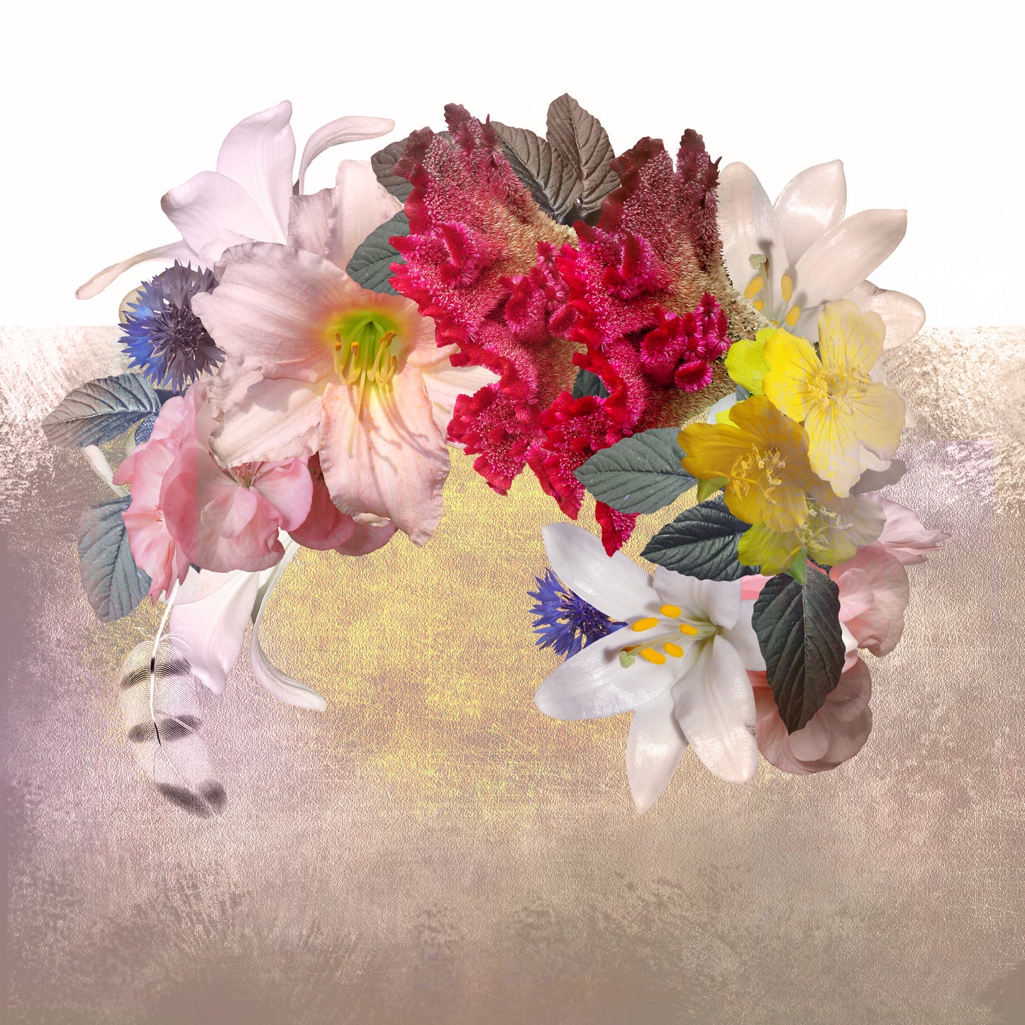 Luxe Botanical Floral & Gold Metallic Powder Room Mural