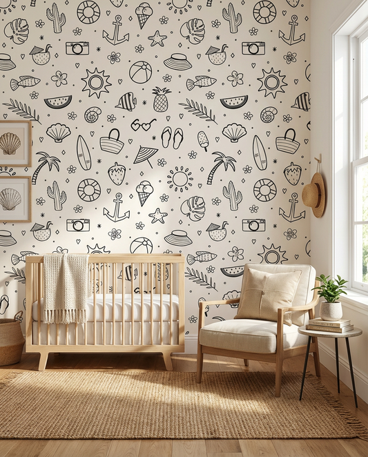 Line & Loom Interiors Modern Minimalist Nursery Wall Murals