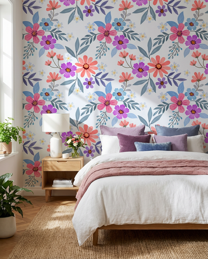 The Meadow Collection Whimsical Pastel Floral Wall Mural