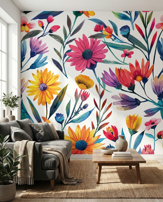 Summer Meadow Multicolor Floral Wall Mural
