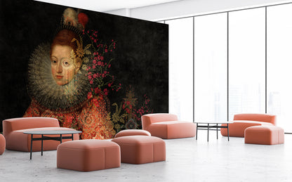 Renaissance Woman Mural with Floral & Geometric Accents - Dewaar