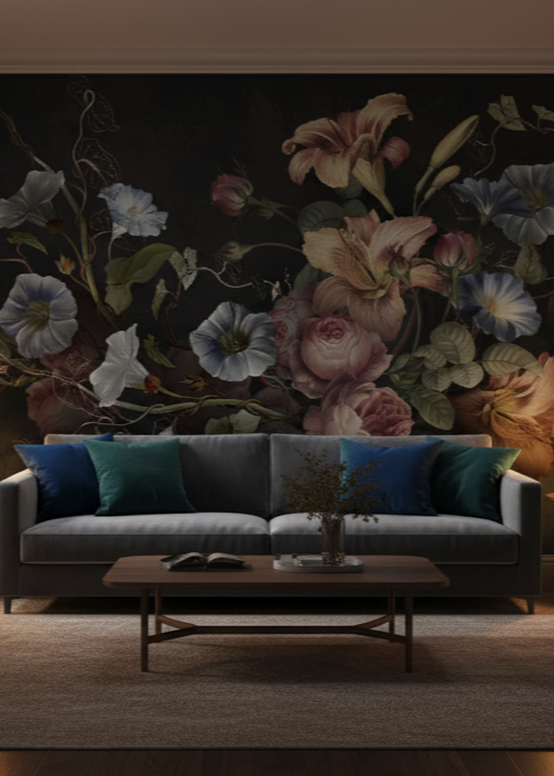 Dark Baroque Floral Wall Mural