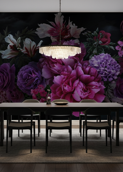 Dramatic Magenta & Purple Floral Wall Mural
