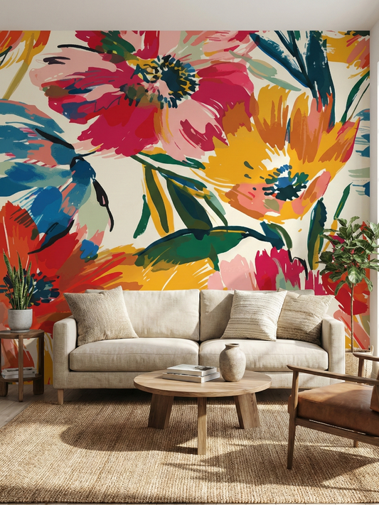 Abstract Poppy Floral Wall Mural