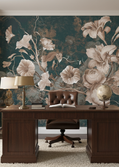Moody Vintage Floral Wall Mural