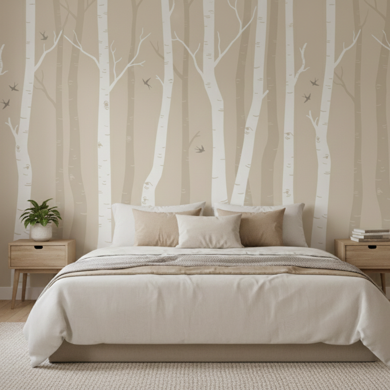 Serene Birch Forest Wall Mural