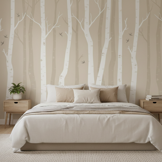 Serene Birch Forest Wall Mural
