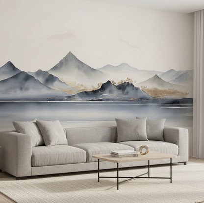 Serene Voyage, Sailboat on Misty Mountain Lake