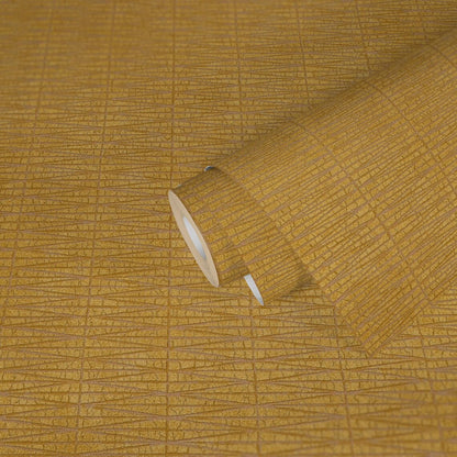 Metallic Gold Woven Texture Wallpaper, Herringbone Cane Effect